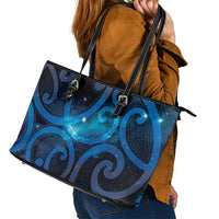 New Zealand Maori Matariki Leather Tote Bag Galaxy Kowhaiwhai LT7 - Polynesian Pride