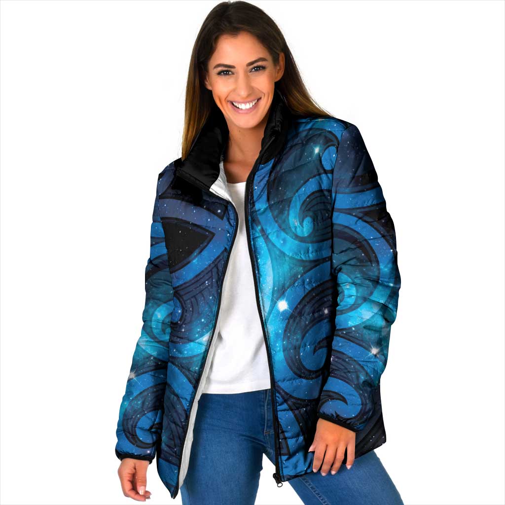 New Zealand Maori Matariki Padded Jacket Galaxy Kowhaiwhai LT7 Women Galaxy - Polynesian Pride
