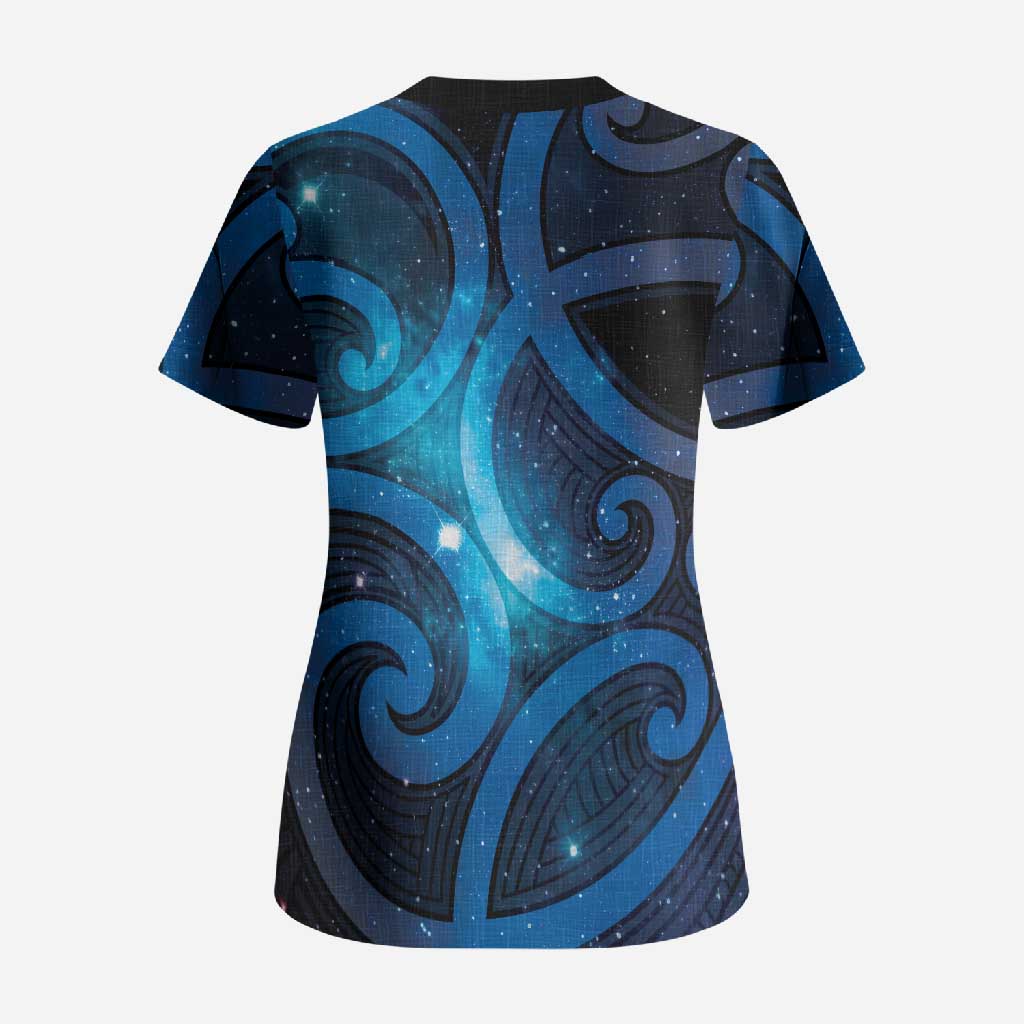 New Zealand Maori Matariki Scrub Top Galaxy Kowhaiwhai LT7 - Polynesian Pride