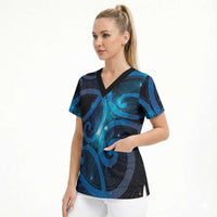 New Zealand Maori Matariki Scrub Top Galaxy Kowhaiwhai LT7 - Polynesian Pride