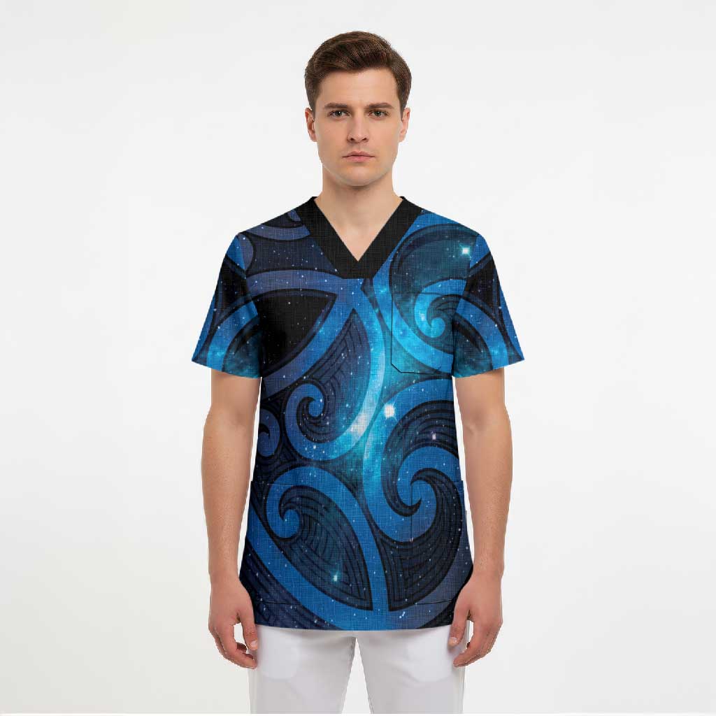 New Zealand Maori Matariki Scrub Top Galaxy Kowhaiwhai LT7 - Polynesian Pride