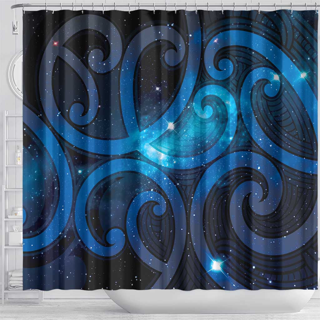 New Zealand Maori Matariki Shower Curtain Galaxy Kowhaiwhai LT7 - Polynesian Pride