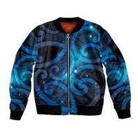 New Zealand Maori Matariki Sleeve Zip Bomber Jacket Galaxy Kowhaiwhai LT7 Unisex Galaxy - Polynesian Pride