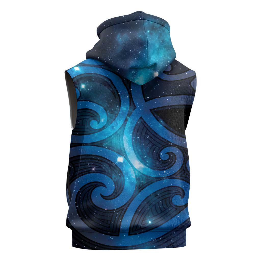 New Zealand Maori Matariki Sleeveless Hoodie Galaxy Kowhaiwhai