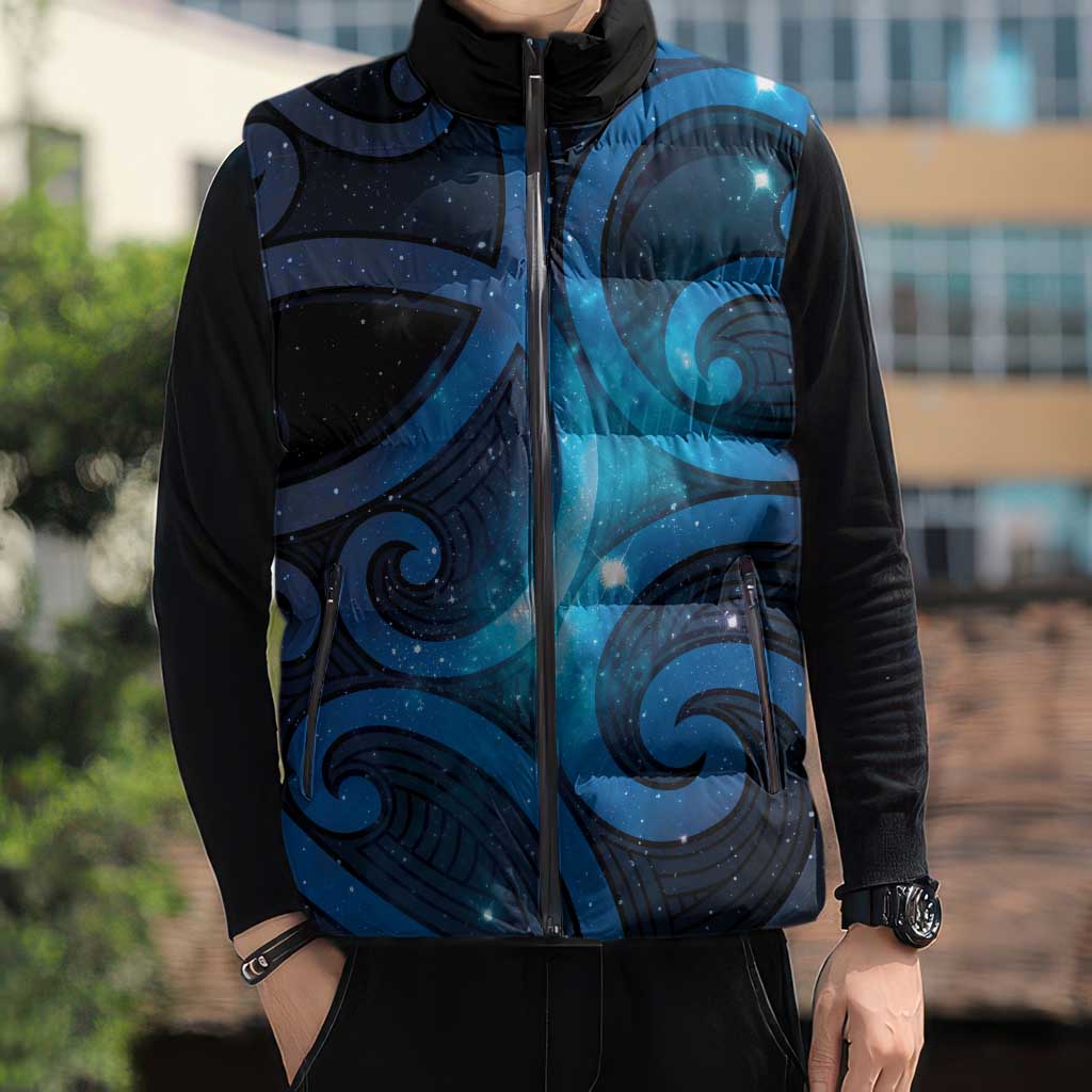 New Zealand Maori Matariki Sleeveless Puffer Jacket Galaxy Kowhaiwhai LT7 - Polynesian Pride