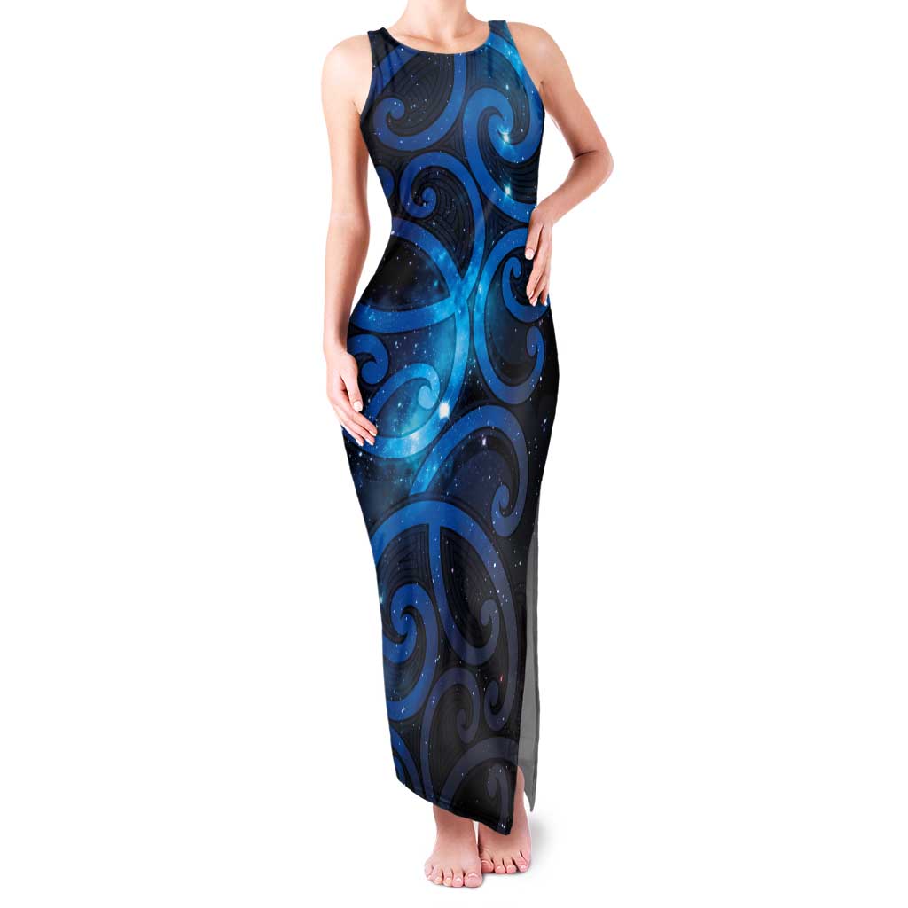 New Zealand Maori Matariki Tank Maxi Dress Galaxy Kowhaiwhai LT7 Women Galaxy - Polynesian Pride