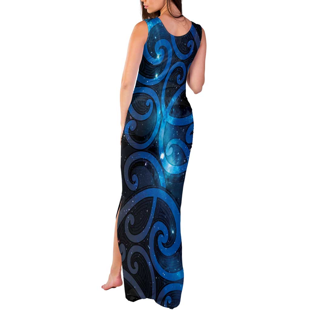 New Zealand Maori Matariki Tank Maxi Dress Galaxy Kowhaiwhai LT7 - Polynesian Pride