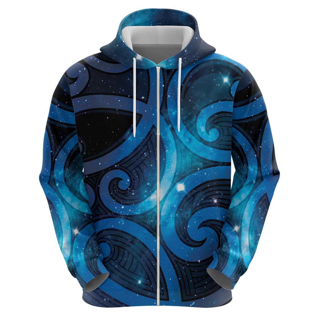 New Zealand Maori Matariki Zip Hoodie Galaxy Kowhaiwhai LT7 - Polynesian Pride