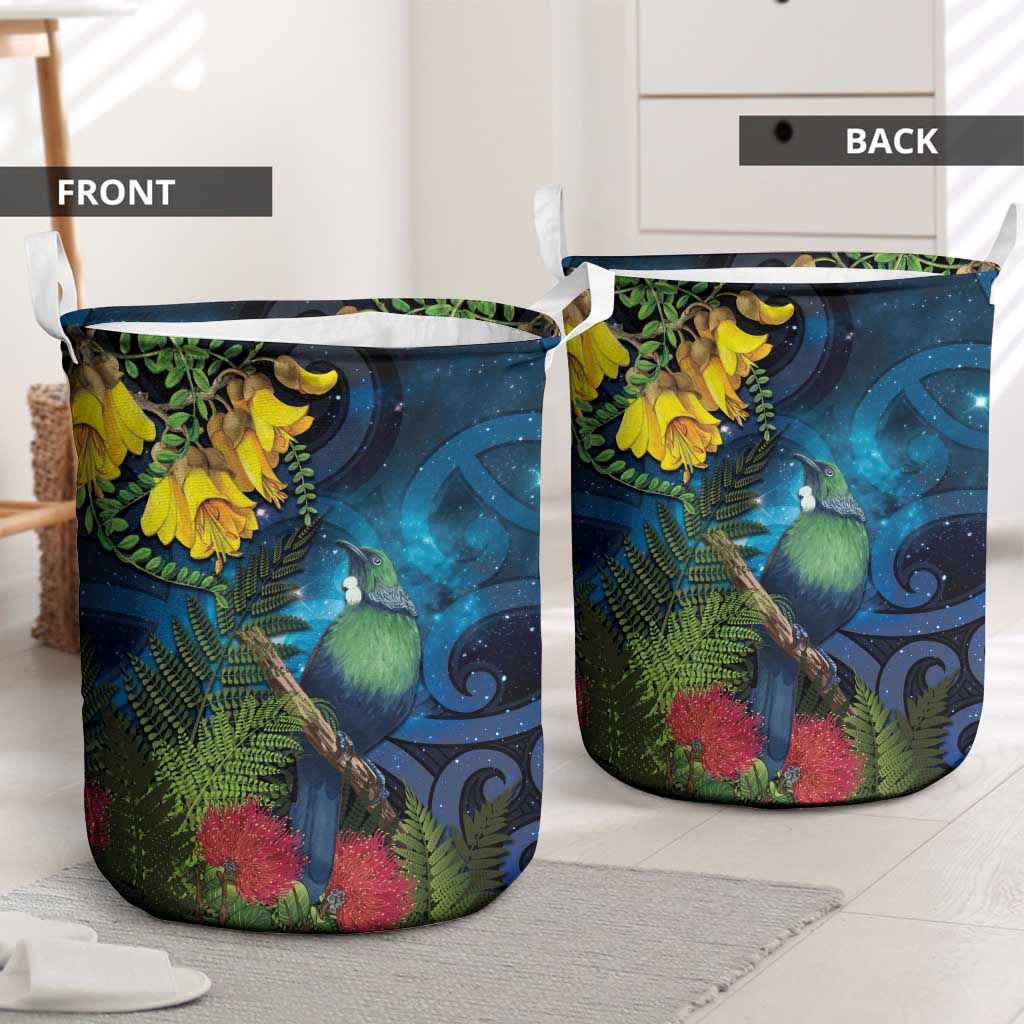 Tui Bird New Zealand Starry Sky Laundry Basket Maori Koru LT7 - Polynesian Pride