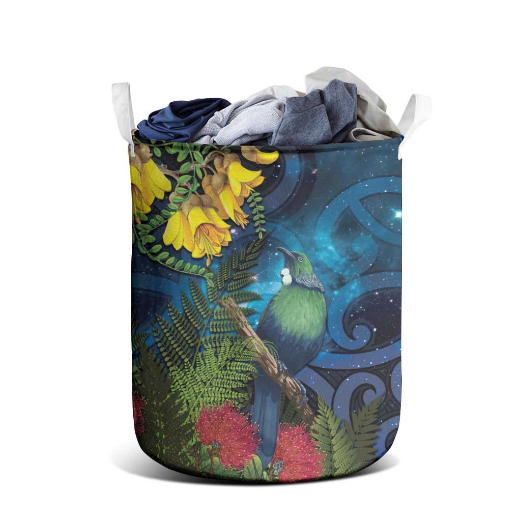 Tui Bird New Zealand Starry Sky Laundry Basket Maori Koru LT7 - Polynesian Pride