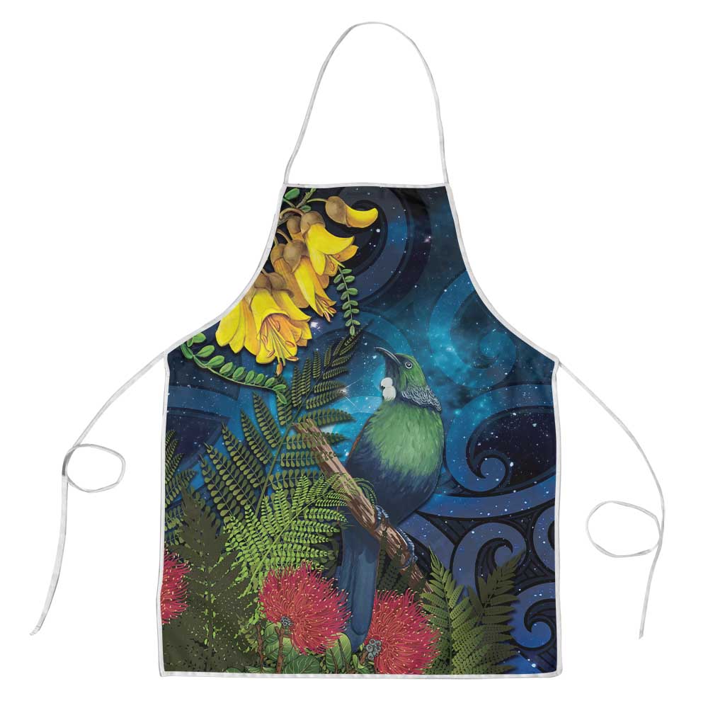 Tui Bird New Zealand Starry Sky Apron Maori Koru