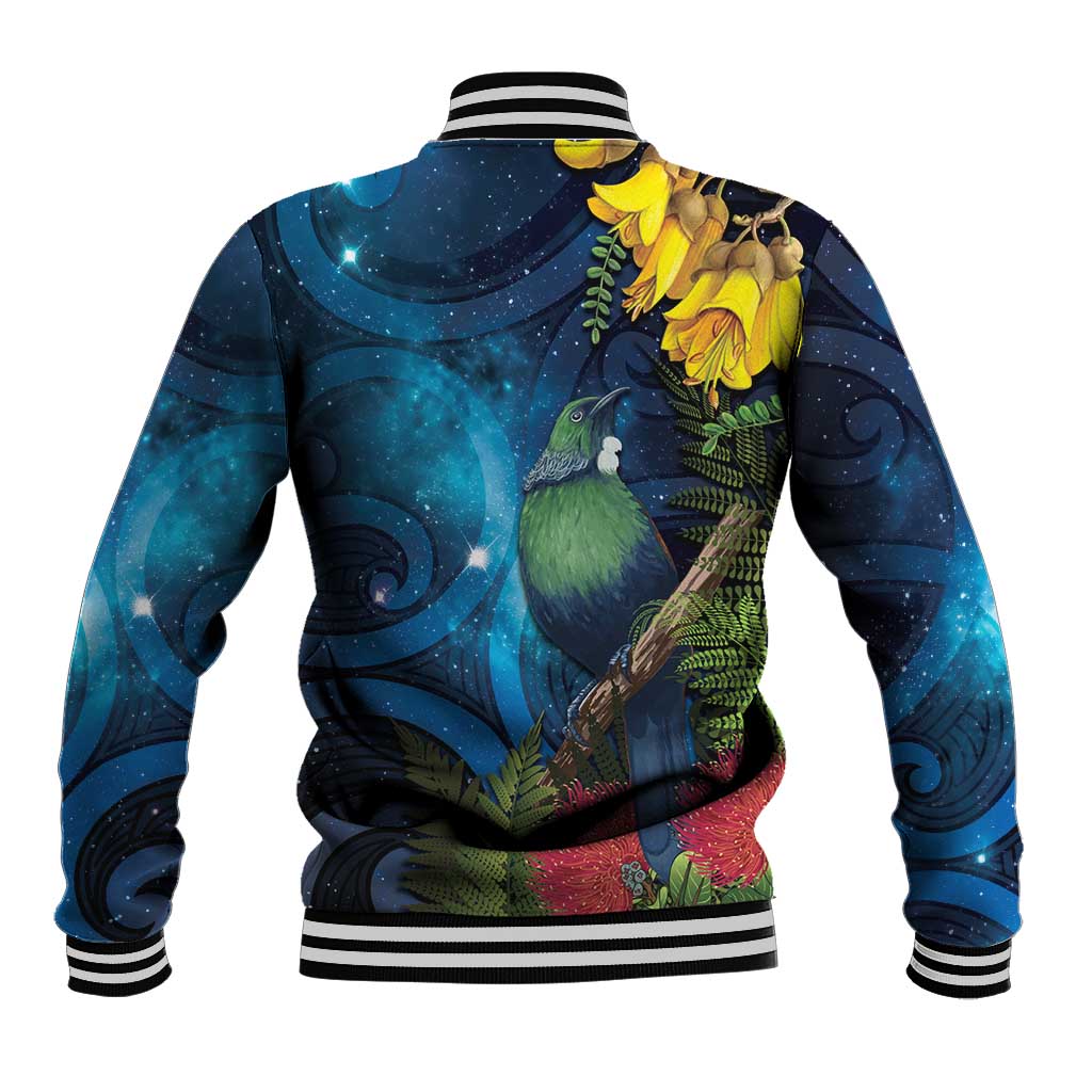 Tui Bird New Zealand Starry Sky Baseball Jacket Maori Koru LT7 - Polynesian Pride