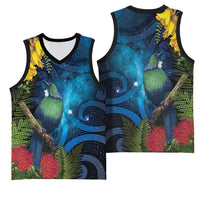Tui Bird New Zealand Starry Sky Basketball Jersey Maori Koru LT7 - Polynesian Pride