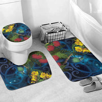 Tui Bird New Zealand Starry Sky Bathroom Set Maori Koru LT7 Mat Set Only (3 pcs) One Size Galaxy - Polynesian Pride