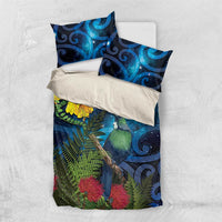 Tui Bird New Zealand Starry Sky Bedding Set Maori Koru LT7 US Twin 172cm x 218cm Galaxy - Polynesian Pride