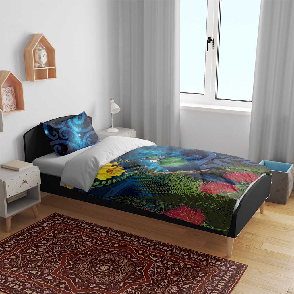 Tui Bird New Zealand Starry Sky Bedding Set Maori Koru LT7 - Polynesian Pride