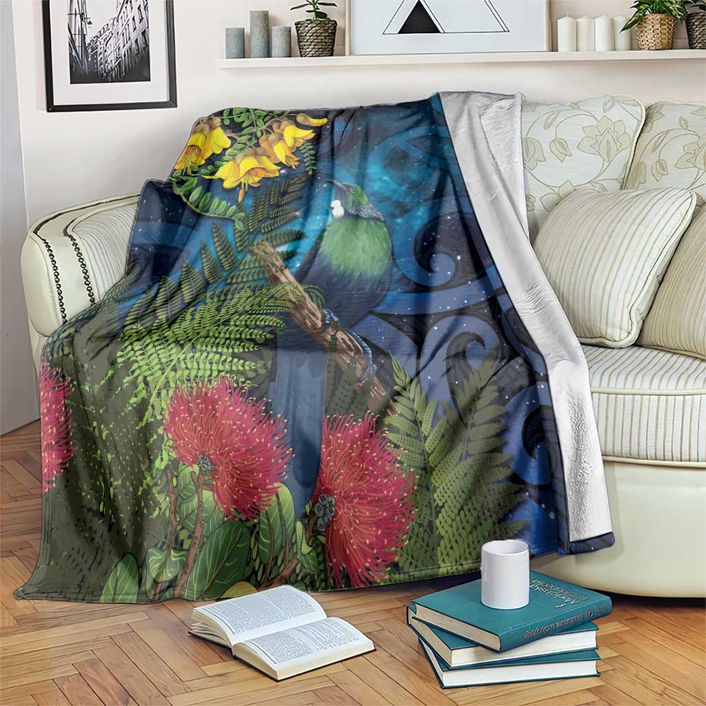Tui Bird New Zealand Starry Sky Blanket Maori Koru LT7 Galaxy - Polynesian Pride
