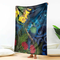 Tui Bird New Zealand Starry Sky Blanket Maori Koru LT7 - Polynesian Pride
