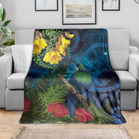 Tui Bird New Zealand Starry Sky Blanket Maori Koru LT7 - Polynesian Pride