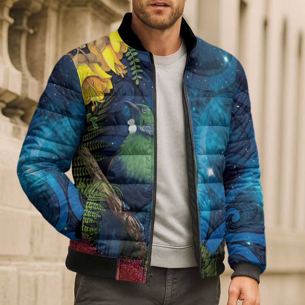 Tui Bird New Zealand Starry Sky Bomber Puffer Jacket Maori Koru LT7 - Polynesian Pride