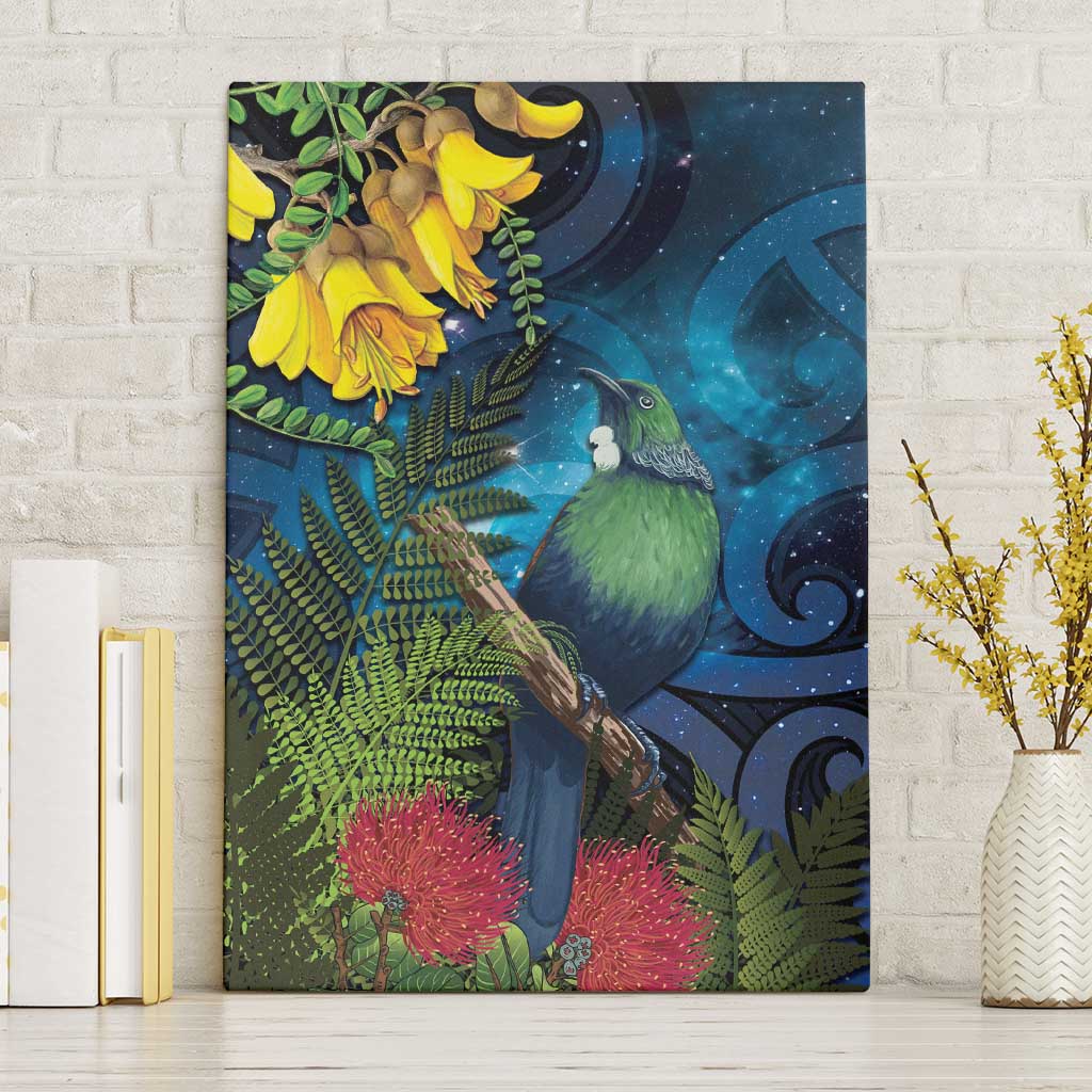 Tui Bird New Zealand Starry Sky Canvas Wall Art Maori Koru LT7 Without Frame Galaxy - Polynesian Pride