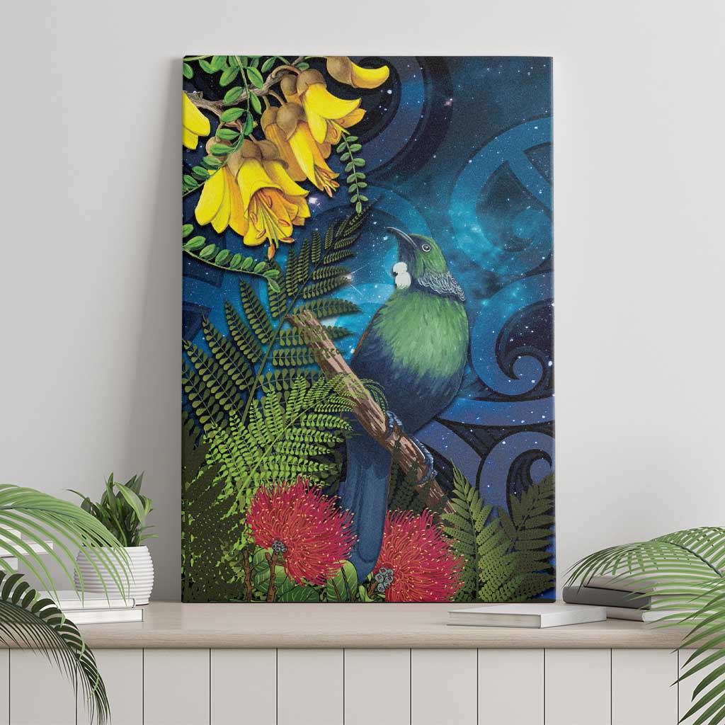 Tui Bird New Zealand Starry Sky Canvas Wall Art Maori Koru LT7 - Polynesian Pride