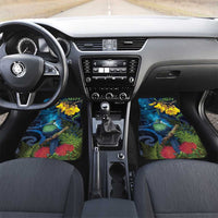 Tui Bird New Zealand Starry Sky Car Mats Maori Koru LT7 Set 2pcs - Front Galaxy - Polynesian Pride