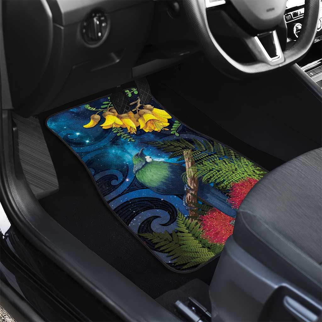 Tui Bird New Zealand Starry Sky Car Mats Maori Koru LT7 - Polynesian Pride