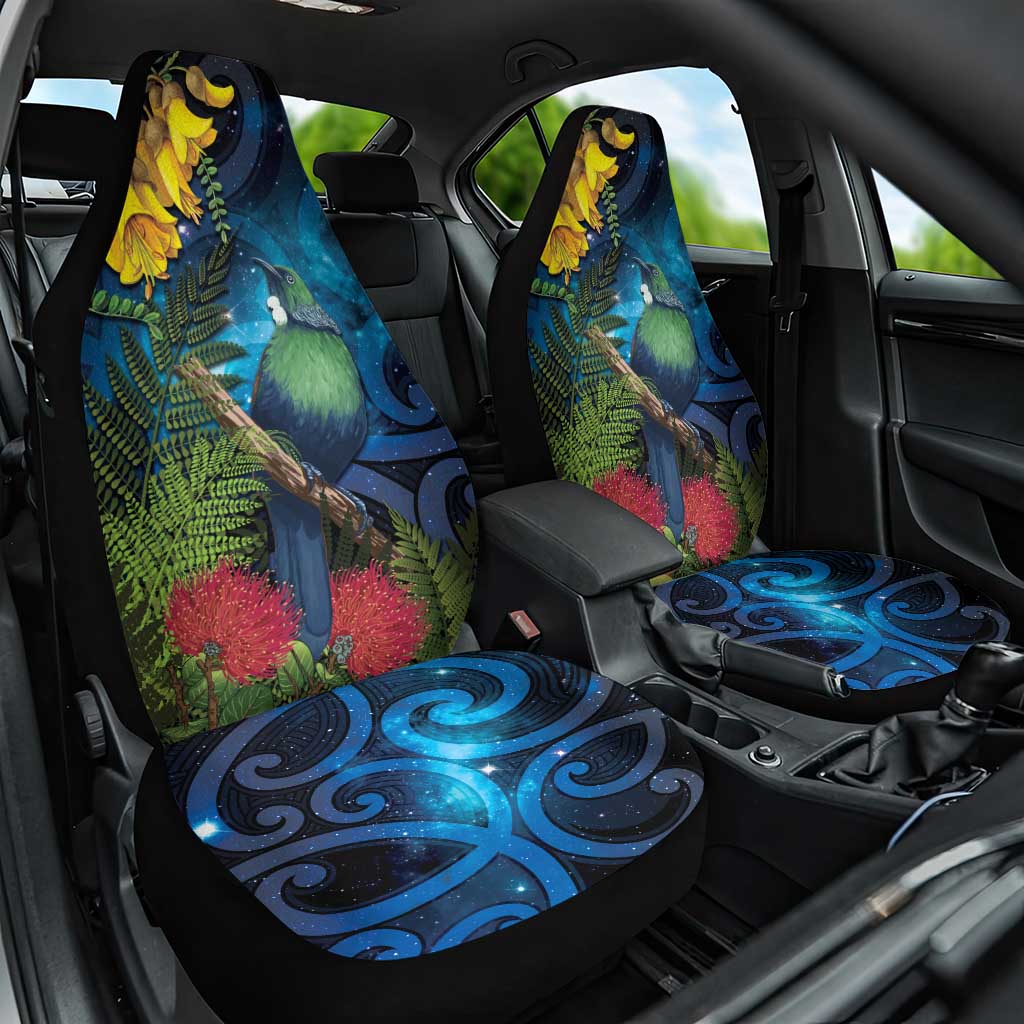 Tui Bird New Zealand Starry Sky Car Seat Cover Maori Koru LT7 One Size Galaxy - Polynesian Pride