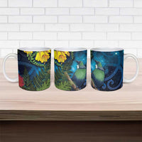 Tui Bird New Zealand Starry Sky Ceramic Mug Maori Koru LT7 - Polynesian Pride
