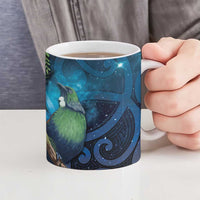 Tui Bird New Zealand Starry Sky Ceramic Mug Maori Koru LT7 - Polynesian Pride