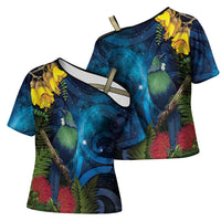 Tui Bird New Zealand Starry Sky Cross Shoulder Shirt Maori Koru LT7 - Polynesian Pride
