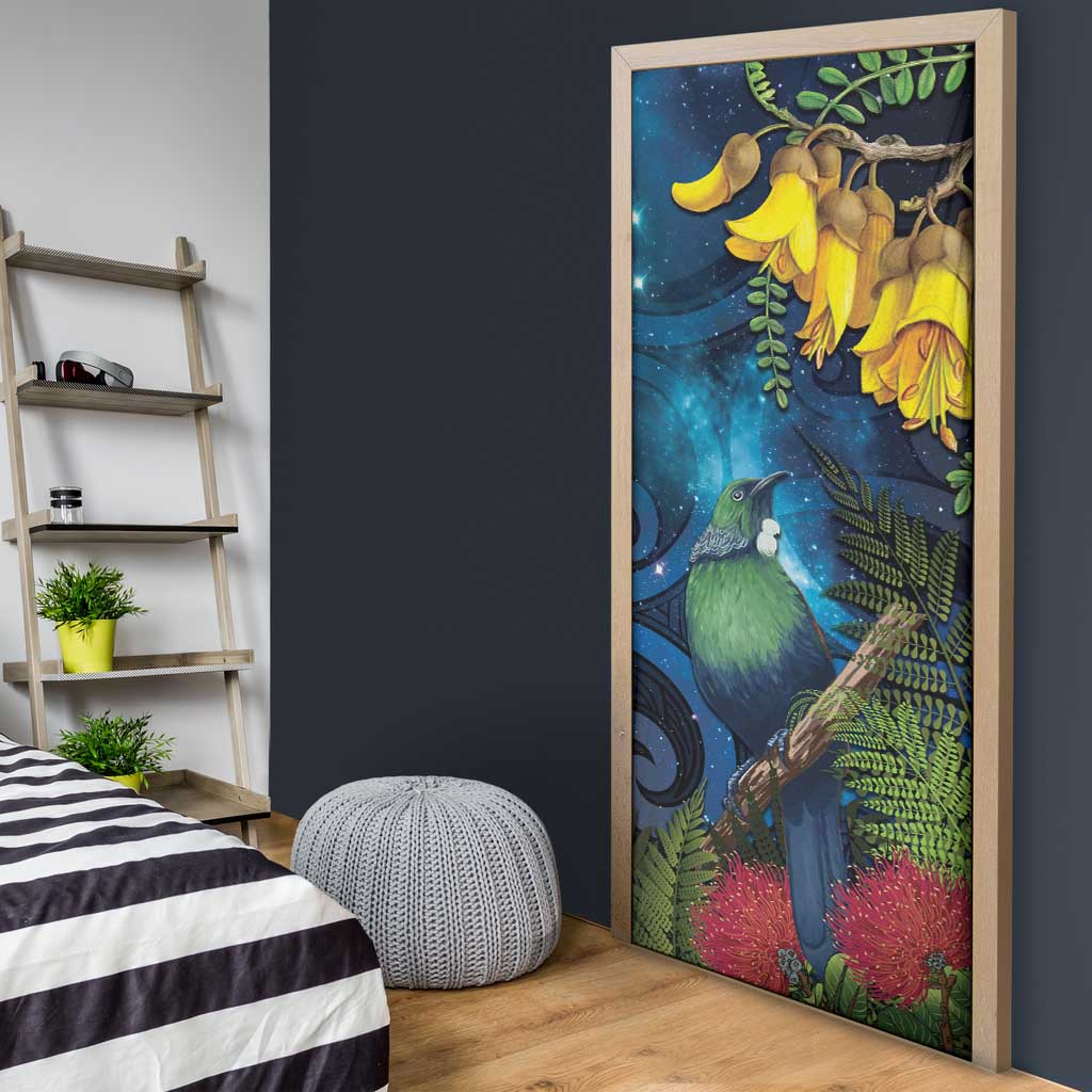 Tui Bird New Zealand Starry Sky Door Cover Maori Koru LT7 - Polynesian Pride