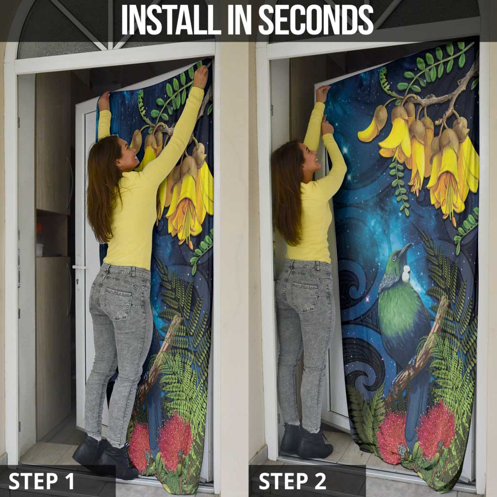 Tui Bird New Zealand Starry Sky Door Cover Maori Koru LT7 - Polynesian Pride