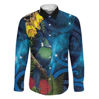 Tui Bird New Zealand Starry Sky Family Matching Mermaid Dress and Hawaiian Shirt Maori Koru