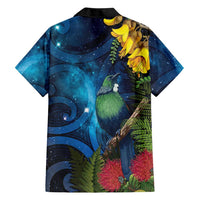 Tui Bird New Zealand Starry Sky Family Matching Off The Shoulder Long Sleeve Dress and Hawaiian Shirt Maori Koru