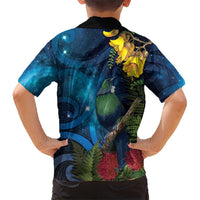 Tui Bird New Zealand Starry Sky Family Matching Off Shoulder Maxi Dress and Hawaiian Shirt Maori Koru