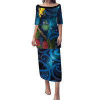 Tui Bird New Zealand Starry Sky Family Matching Puletasi and Hawaiian Shirt Maori Koru