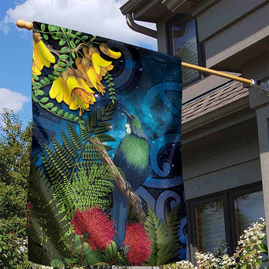 Tui Bird New Zealand Starry Sky Garden Flag Maori Koru LT7 - Polynesian Pride