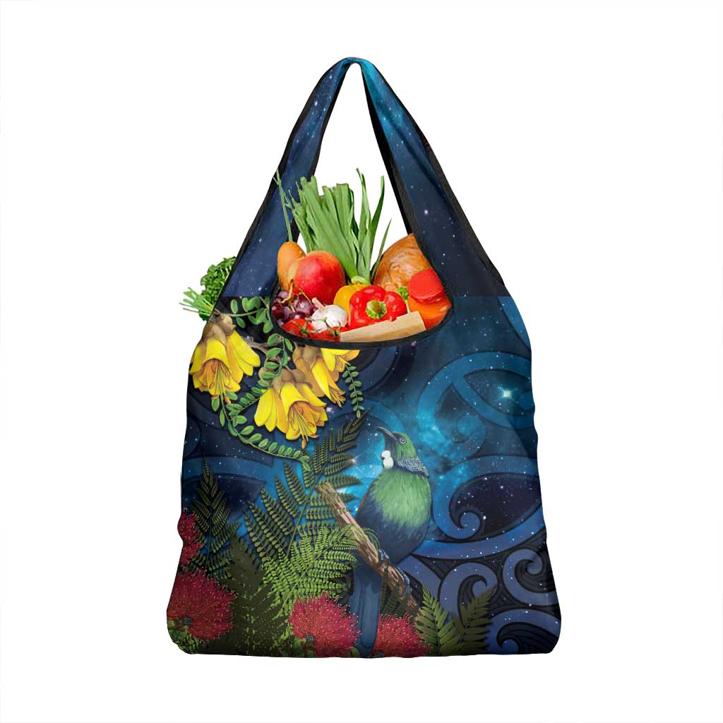 Tui Bird New Zealand Starry Sky Grocery Bag Maori Koru LT7 1-pack One Size Galaxy - Polynesian Pride