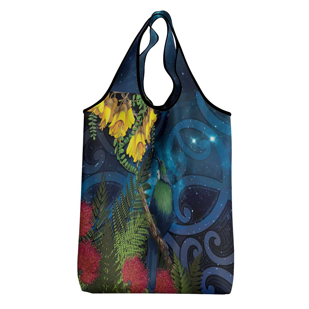 Tui Bird New Zealand Starry Sky Grocery Bag Maori Koru LT7 - Polynesian Pride