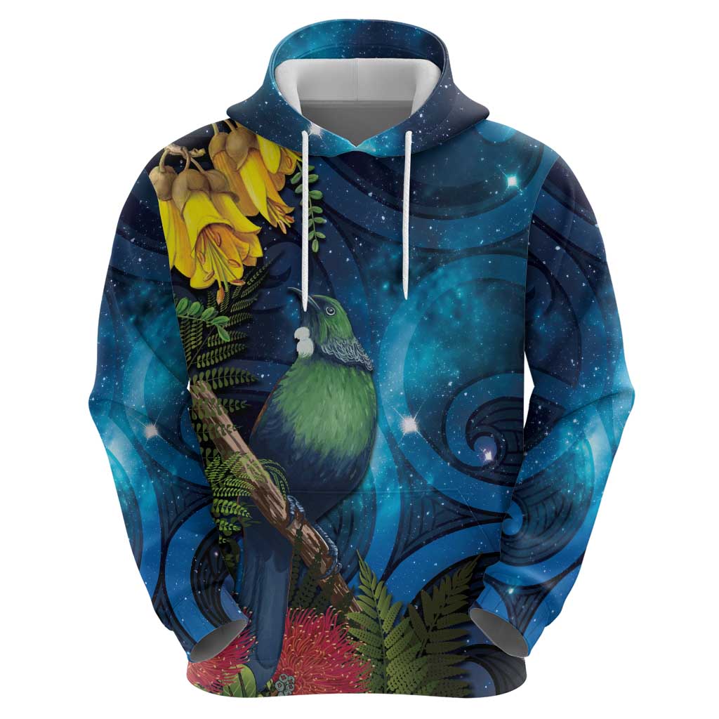 Tui Bird New Zealand Starry Sky Hoodie Maori Koru LT7 - Polynesian Pride