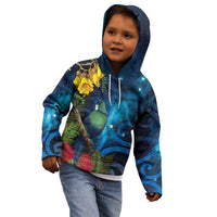 Tui Bird New Zealand Starry Sky Kid Hoodie Maori Koru LT7 - Polynesian Pride