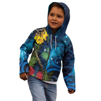 Tui Bird New Zealand Starry Sky Kid Hoodie Maori Koru LT7 - Polynesian Pride