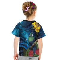 Tui Bird New Zealand Starry Sky Kid T Shirt Maori Koru LT7 - Polynesian Pride