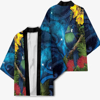 Tui Bird New Zealand Starry Sky Kimono Maori Koru LT7 - Polynesian Pride