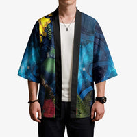 Tui Bird New Zealand Starry Sky Kimono Maori Koru LT7 - Polynesian Pride