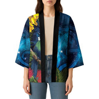 Tui Bird New Zealand Starry Sky Kimono Maori Koru LT7 - Polynesian Pride