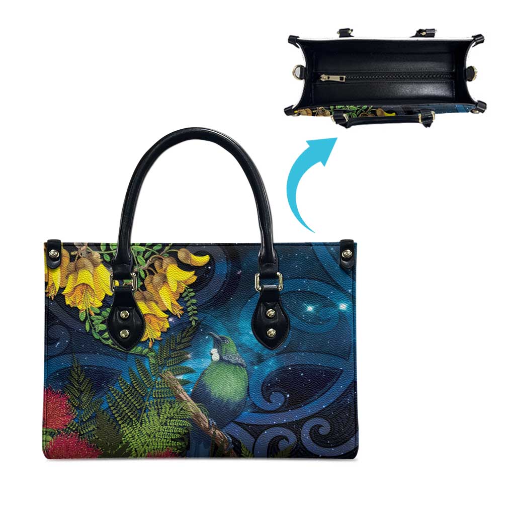 Tui Bird New Zealand Starry Sky Leather Bag Maori Koru LT7 - Polynesian Pride