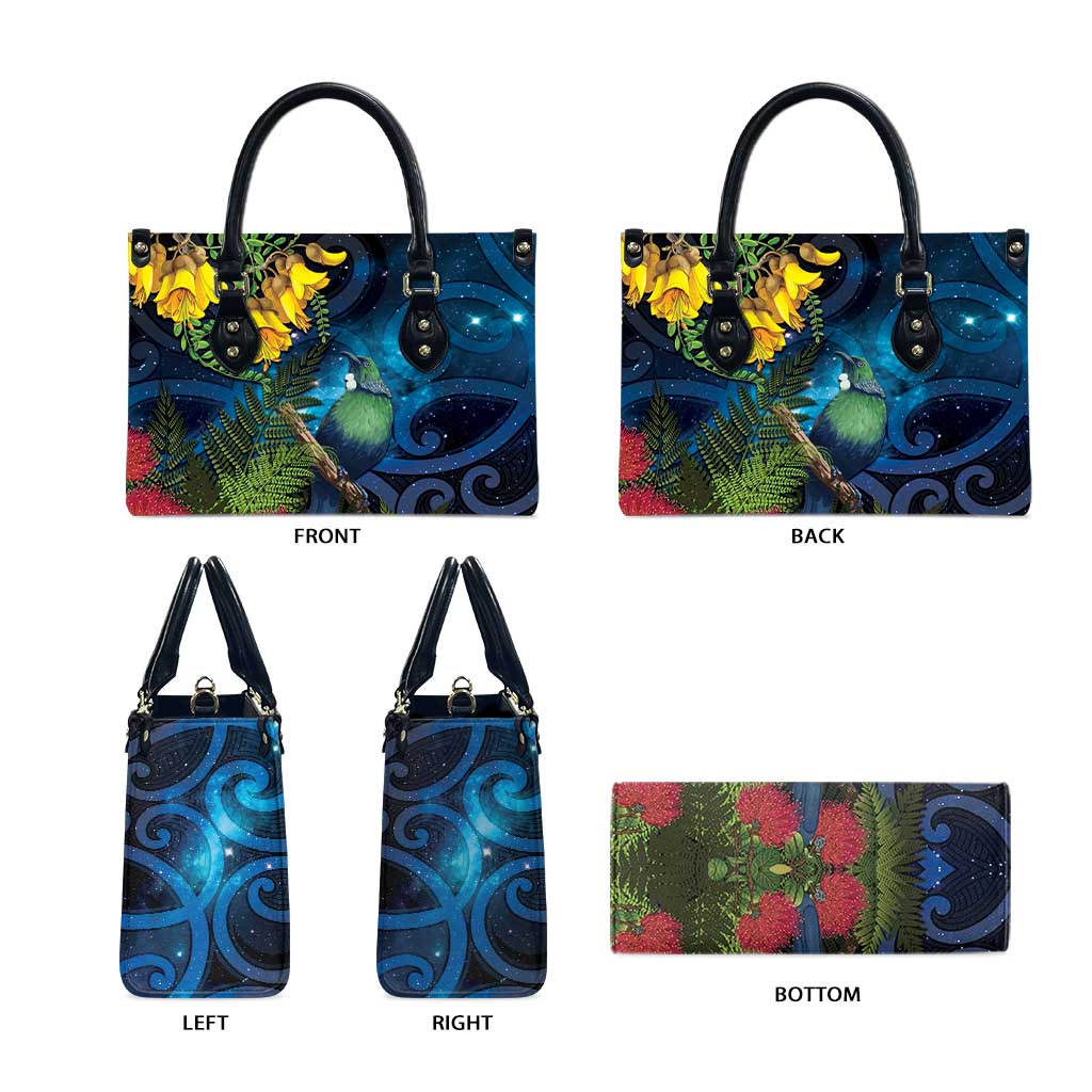 Tui Bird New Zealand Starry Sky Leather Bag Maori Koru LT7 - Polynesian Pride